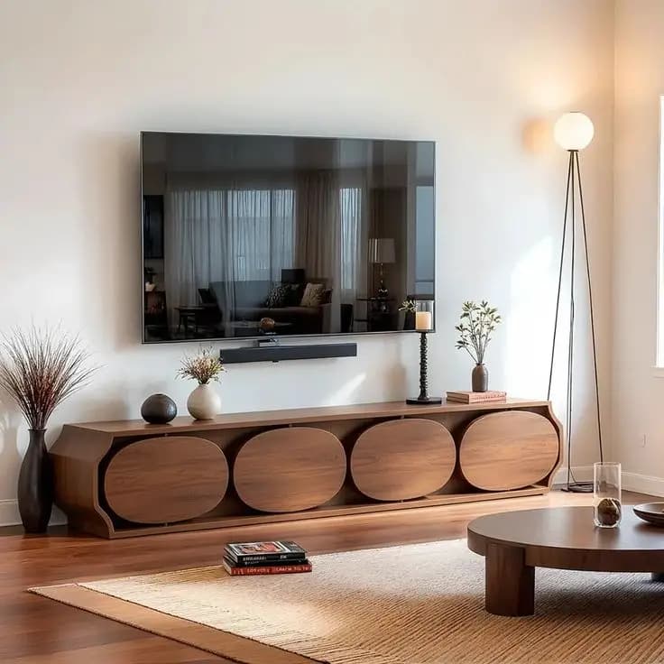 Solid wood TV stand built to last in a modern Nairobi living room