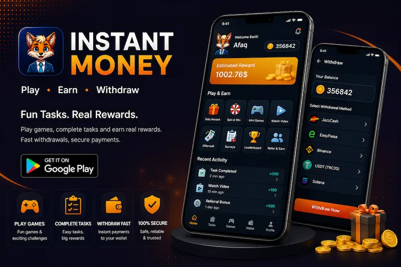 Task City — Play, Watch, Earn Rewards — Gamified rewards app where users earn coins through games, videos, and tasks, then redeem within 24–48 hours.