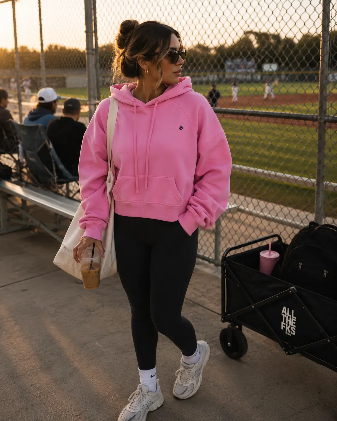 Womens Fine Knits Snow Washed Everyday Cropped Hoodie - Hot Pink — view 2 | ALLTHEFKS