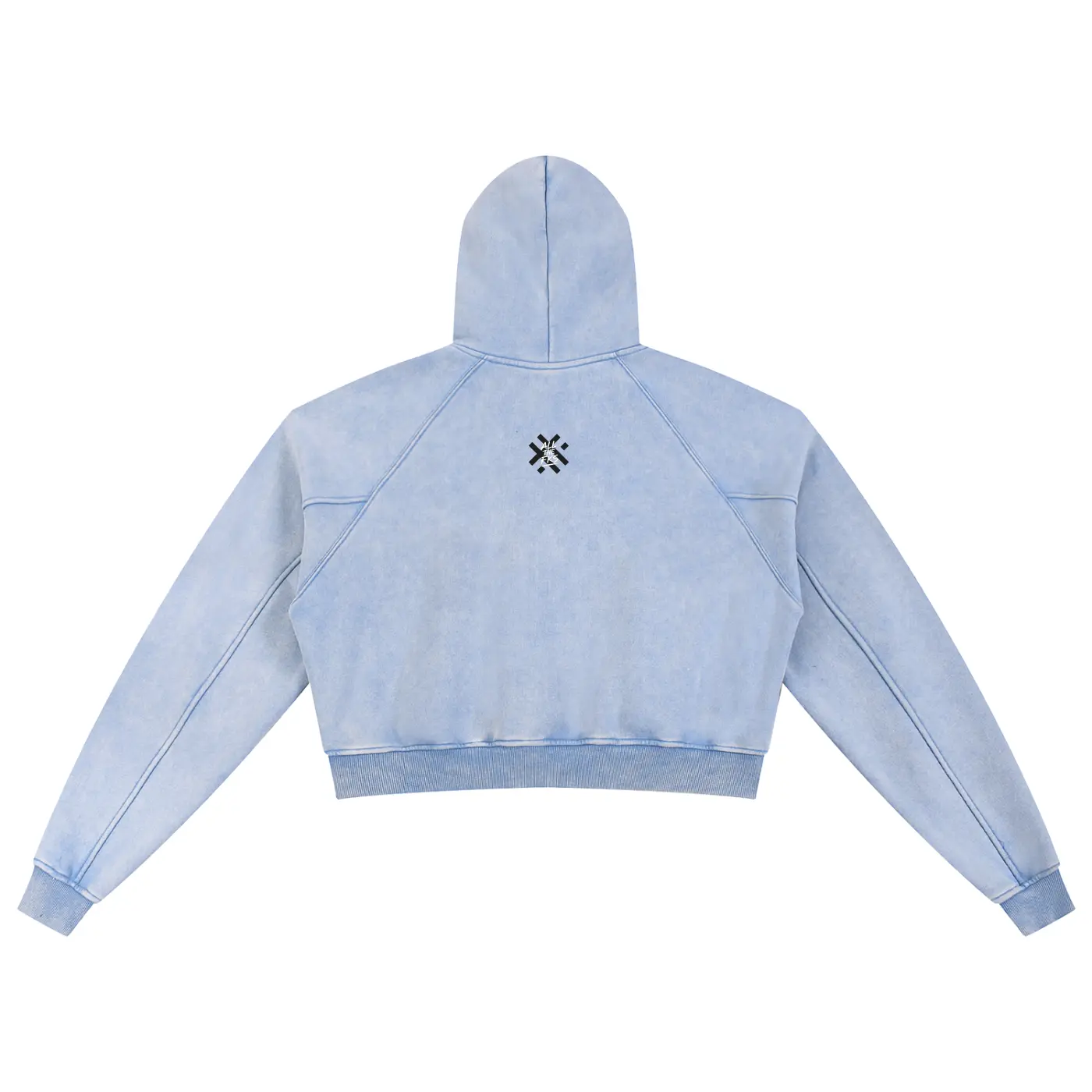 Womens Fine Knits Snow Washed Everyday Cropped Hoodie - Babe Blue — view 3 | ALLTHEFKS