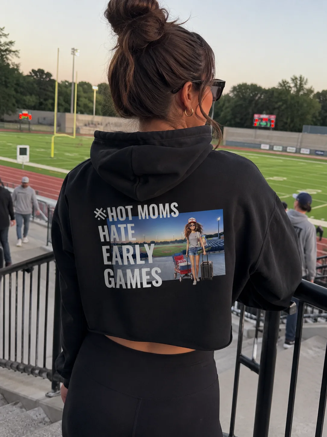 Hot Moms Hate Early Games Cropped Womens Hoodie - Baseball | ALLTHEFKS