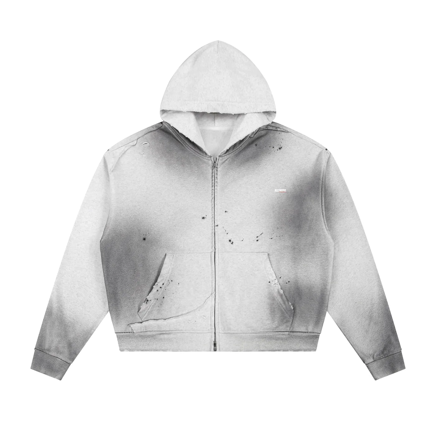 Everything Else Is Just A Game - Baseball Life - Sunfade Distressed Zip Hoodie - Cloud Gray — view 4 | ALLTHEFKS