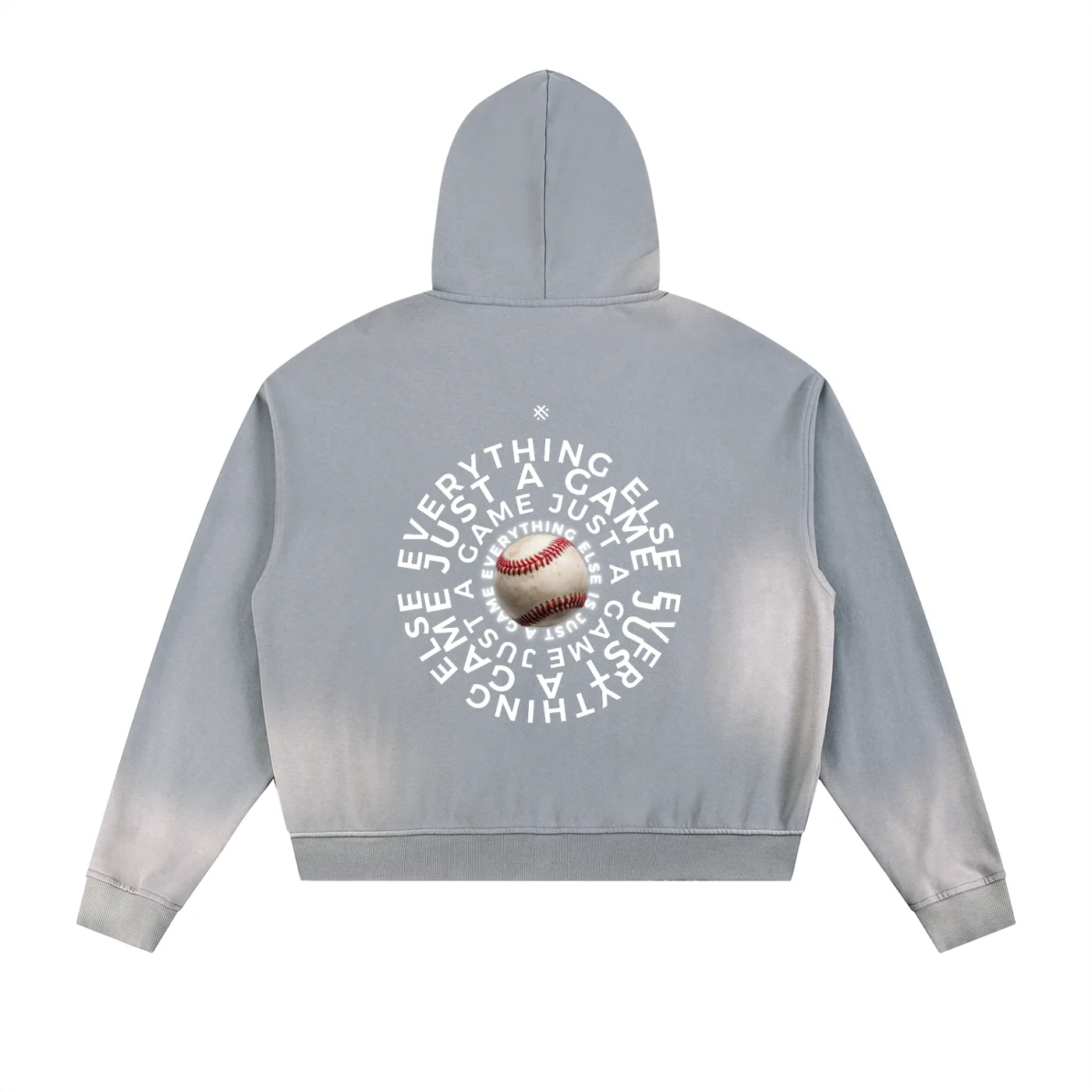 Everything Else Is Just A Game - Baseball Life - Sunfade Distressed Zip Hoodie - Ash Blue — view 3 | ALLTHEFKS
