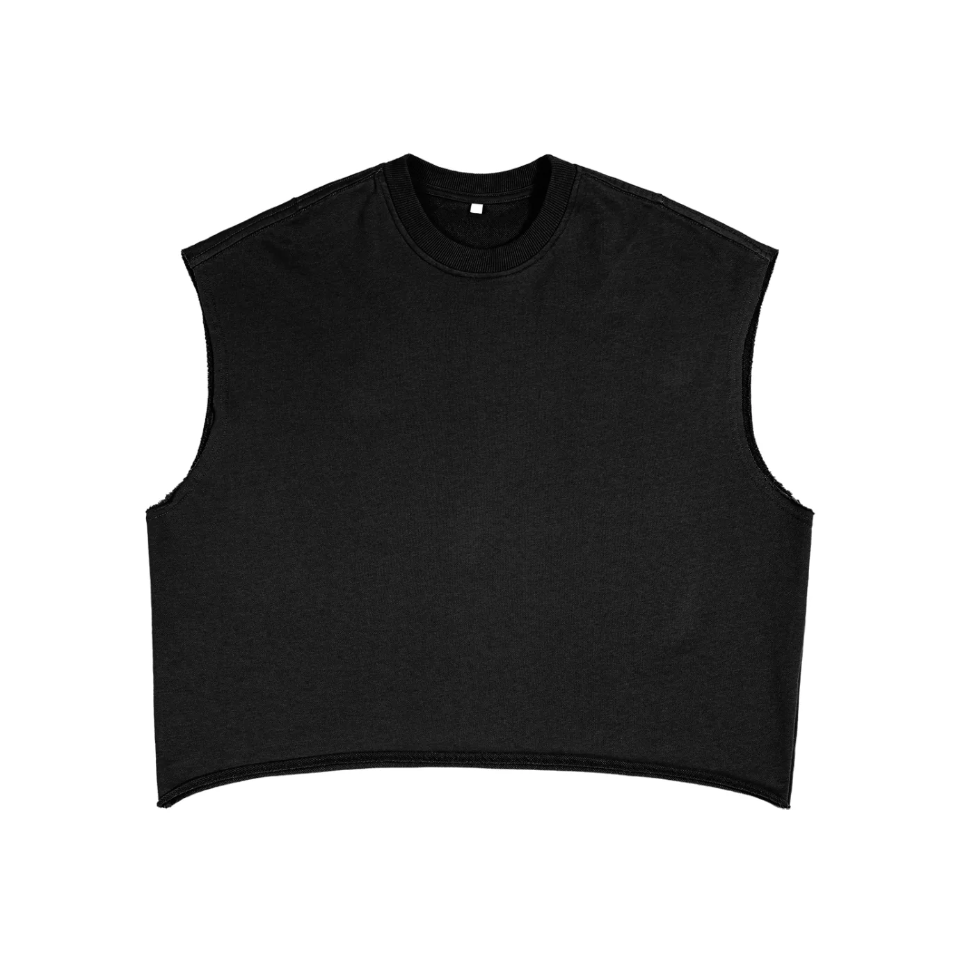 French Terry Basic Boxy Muscle Tank Top - Black — view 4 | ALLTHEFKS