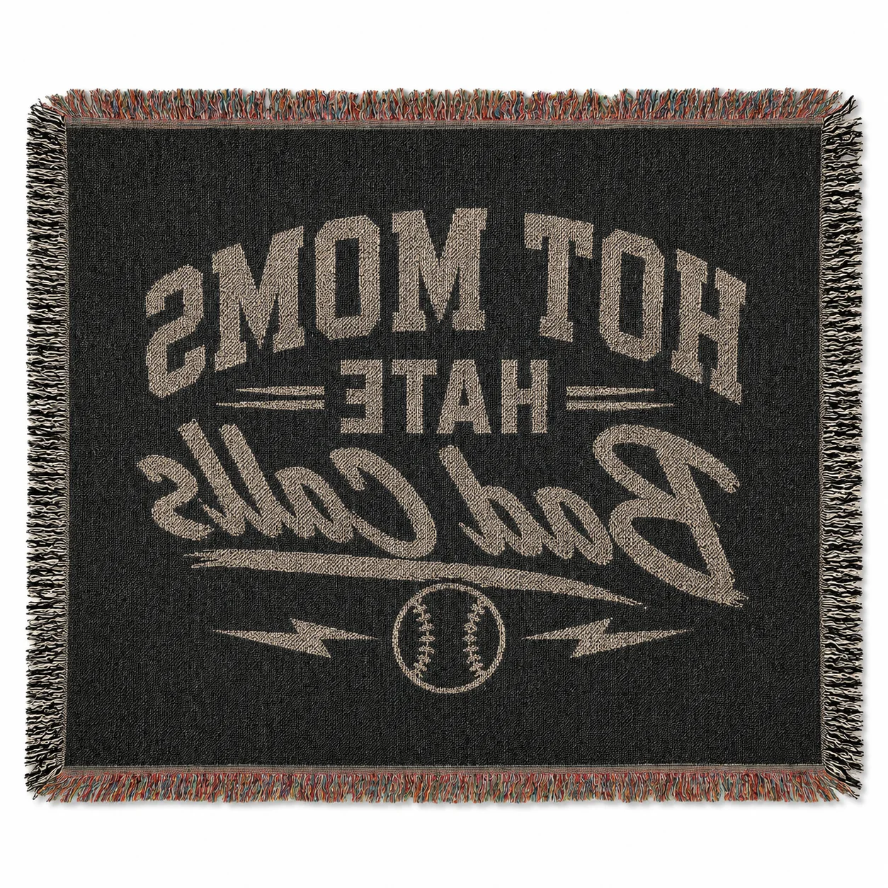 Hot Moms Hate Bad Calls - Baseball - Cotton Woven Throw — view 4 | ALLTHEFKS