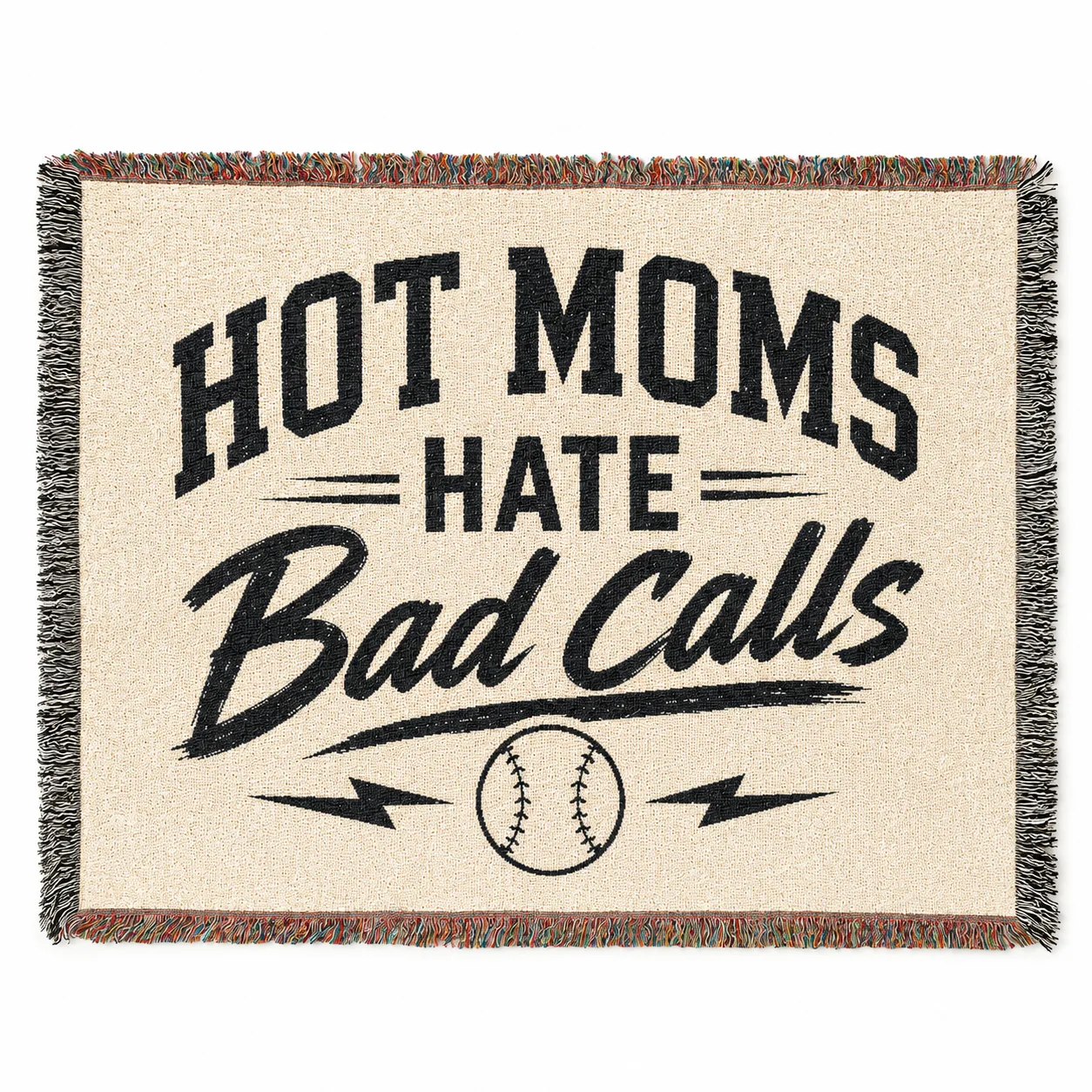 Hot Moms Hate Bad Calls - Baseball - Cotton Woven Throw — view 5 | ALLTHEFKS