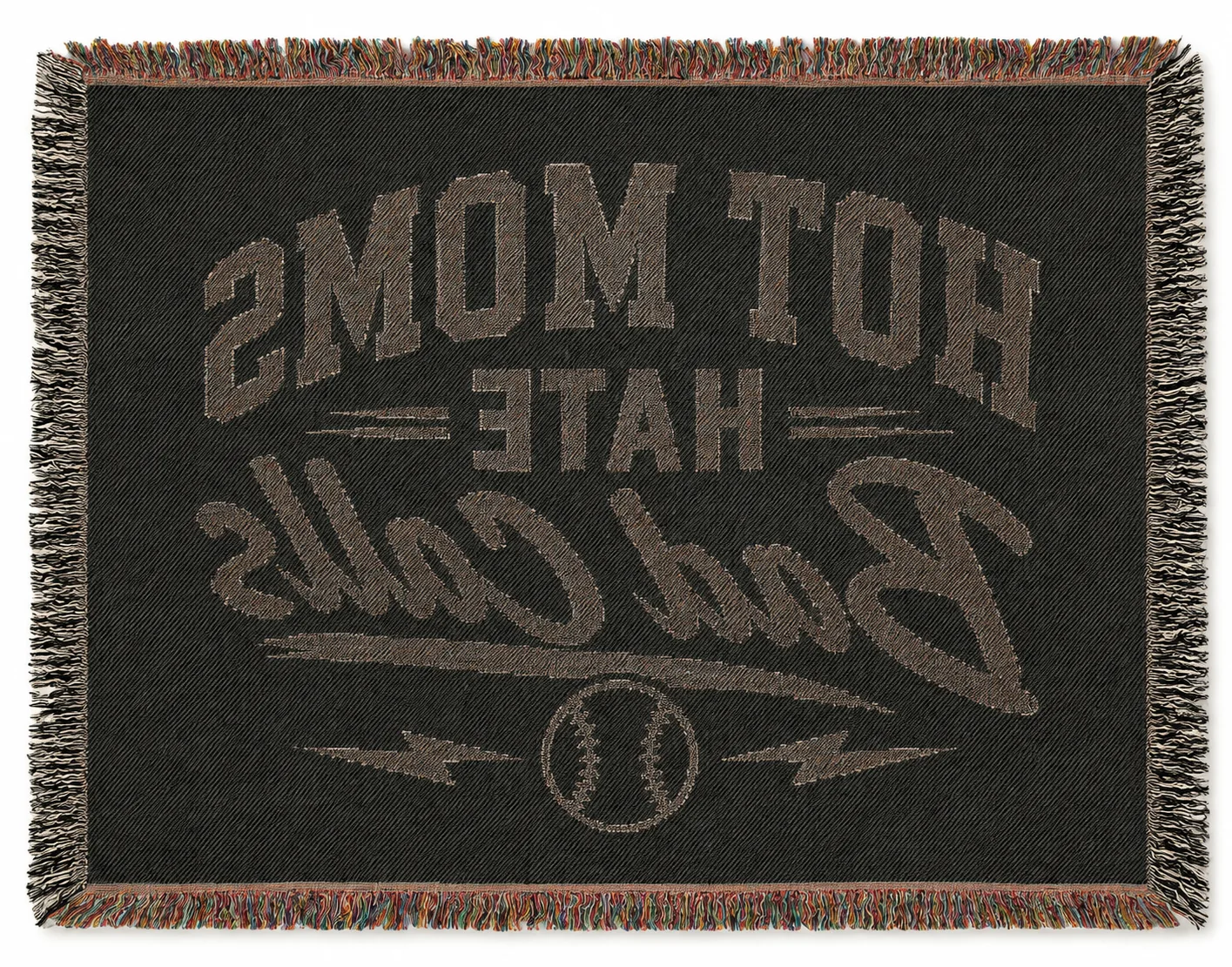 Hot Moms Hate Bad Calls - Baseball - Cotton Woven Throw — view 6 | ALLTHEFKS