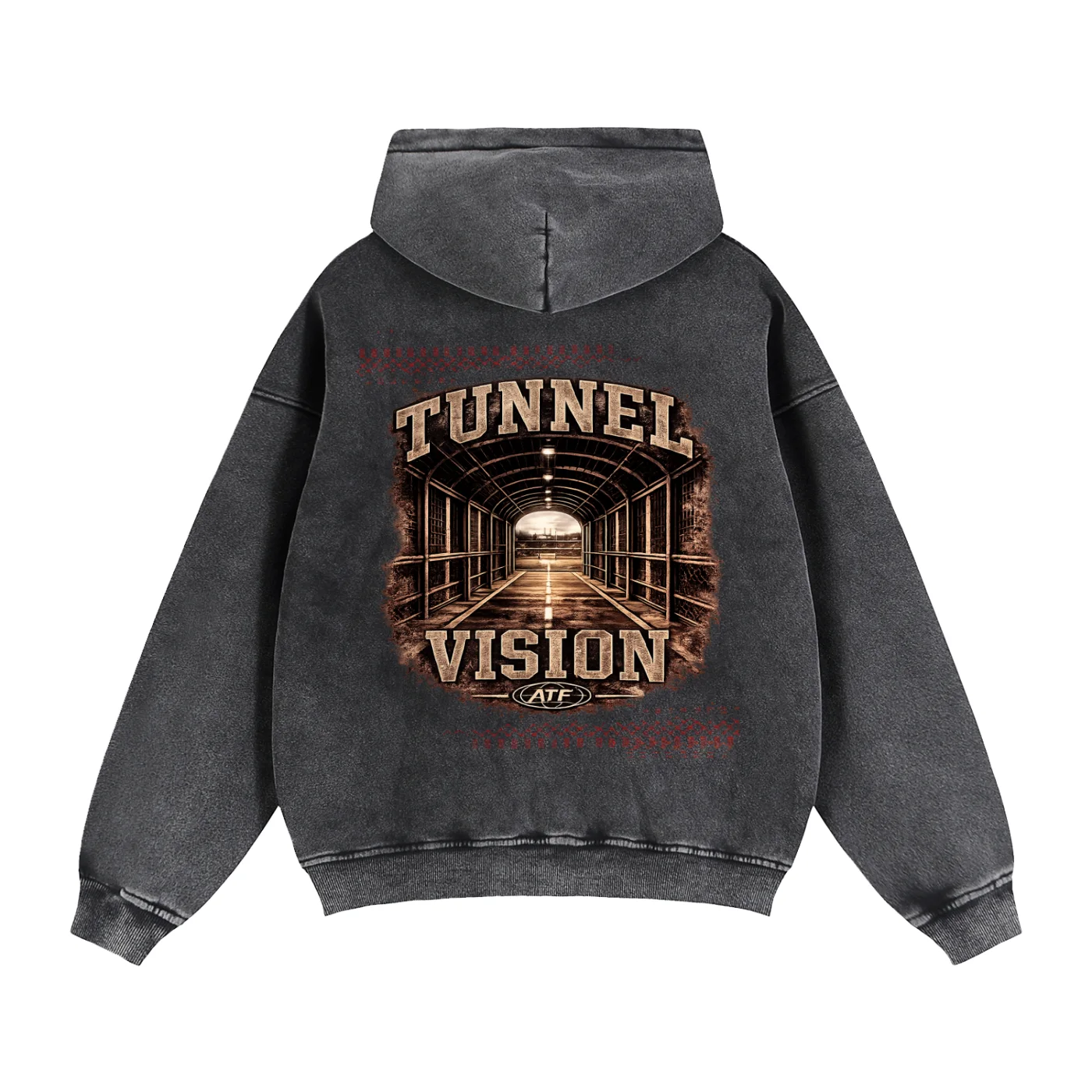 ATF Tunnel Vision Snow Washed Zip Hoodie | Vintage Oversized Unisex Football Streetwear — view 3 | ALLTHEFKS