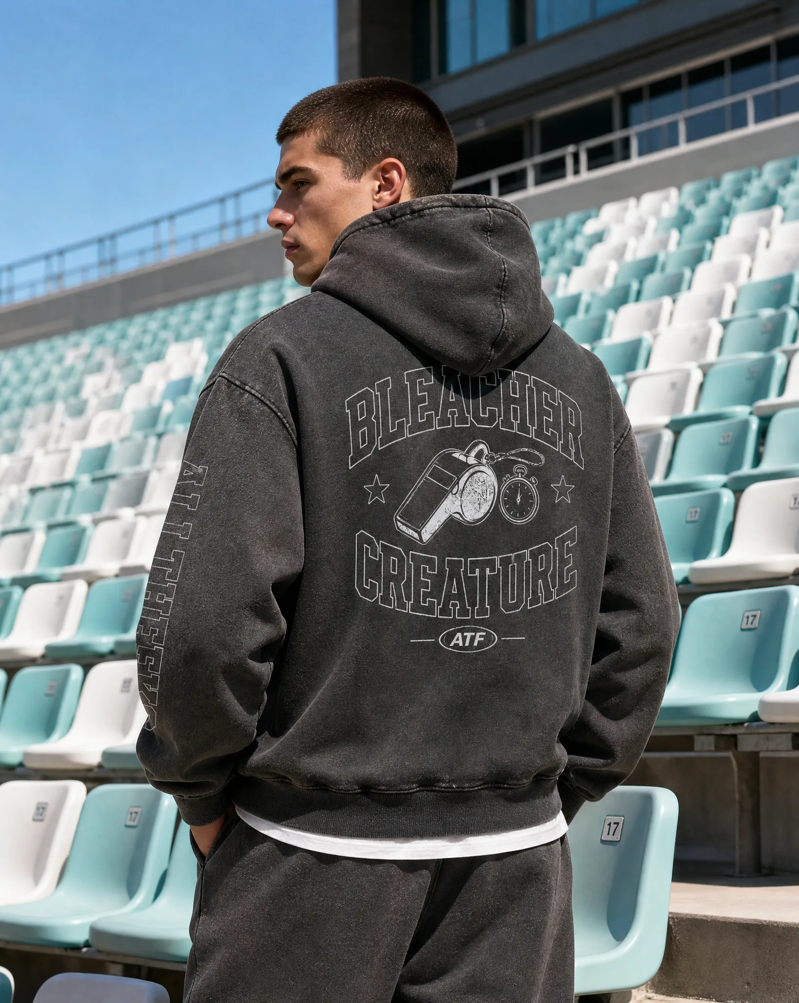 Bleacher Creature Snow Washed Heavyweight Hoodie | Oversized Unisex Hoodie — view 2 | ALLTHEFKS