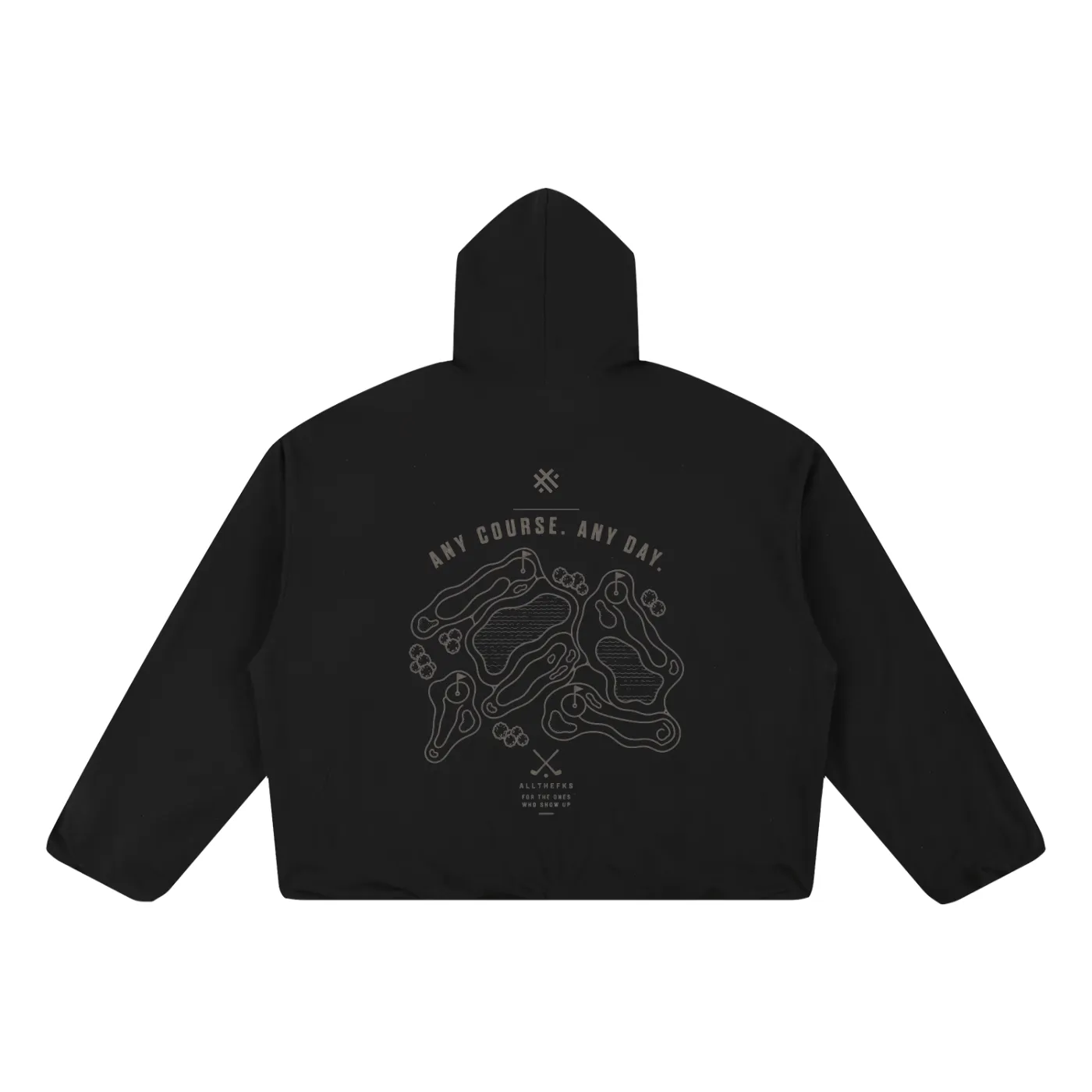 ALLTHEFKS Any Course. Any Day.™ Bubble Hem Hoodie Unisex Golf — view 4 | ALLTHEFKS