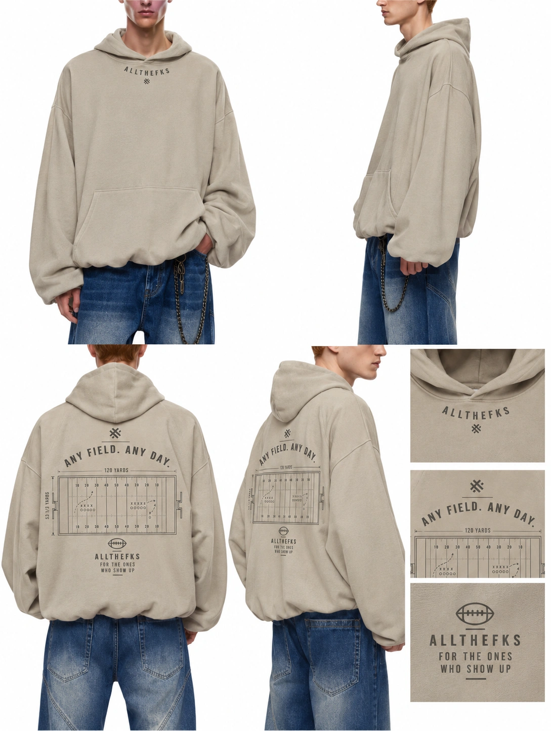 ALLTHEFKS Any Field. Any Day.™ Bubble Hem Hoodie Unisex Football — view 3 | ALLTHEFKS