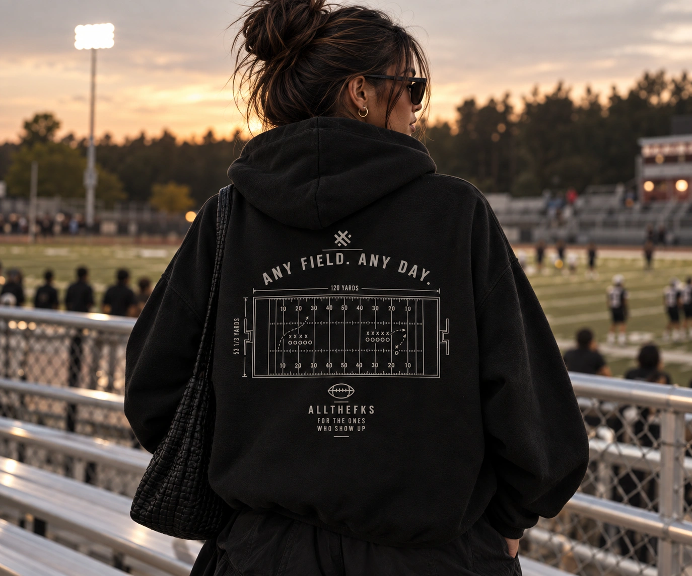 ALLTHEFKS Any Field. Any Day.™ Bubble Hem Hoodie Unisex Football — main view | ALLTHEFKS