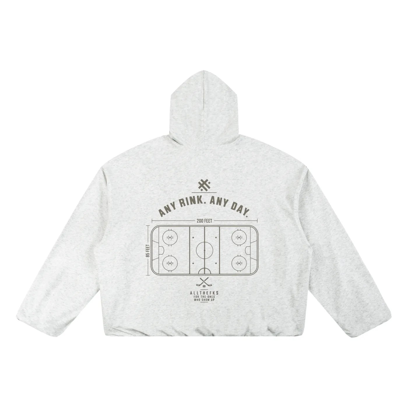 ALLTHEFKS Any Rink. Any Day.™ Bubble Hem Ice Hockey Hoodie Unisex — view 6 | ALLTHEFKS