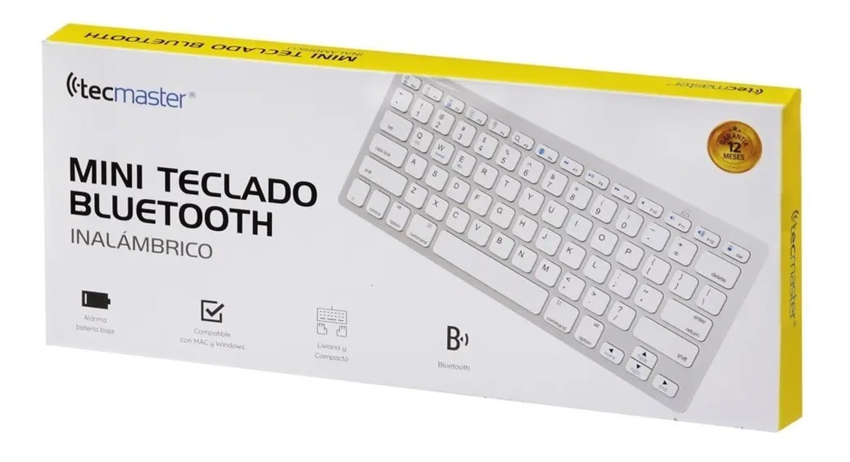 Mini Teclado Bluetooth Tecmaster Blanco Español Latinoamérica