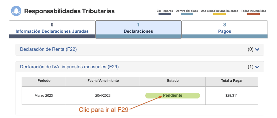 Clic en Pendiente