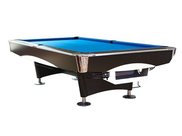 Knight Shot Spyder 9 FT Ball Return Pool Table | Black | with Silver Corners