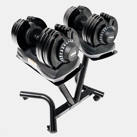 FORCE USA DialTech Elite 32.5kg Adjustable Dumbbell pair with stand