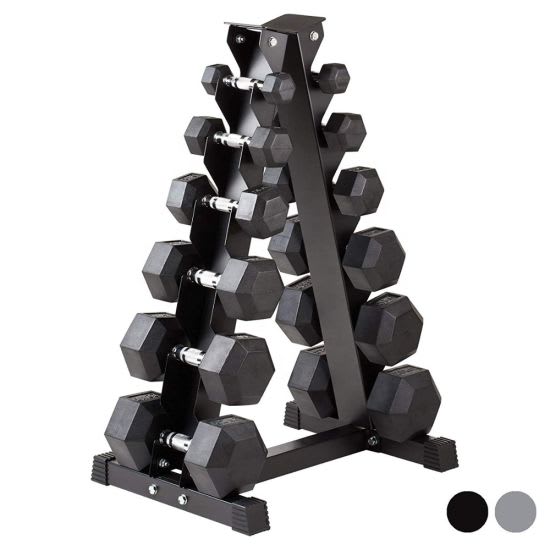 1441 Fitness Hex Dumbbell Set (2.5 to 15 Kg) with Vertical Dumbbell Rack Strength Training Equipment 6 Pairs