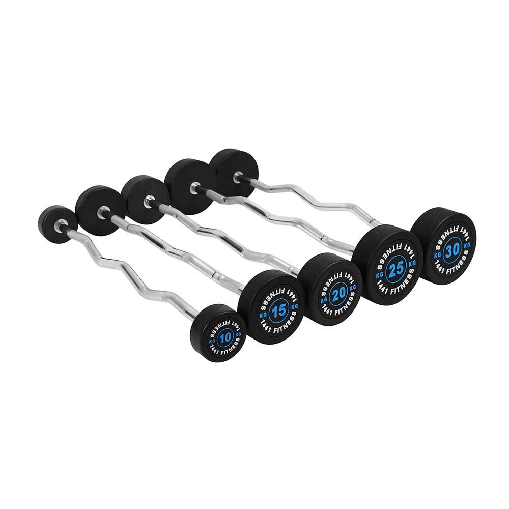1441 Fitness Fixed Weight Curl Barbell Set - 10 Kg To 30 Kg