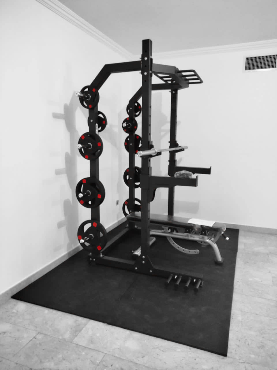 1441 Fitness Heavy Duty Semi Commercial Half Cage Squat Rack With Pull Up Bar J611
