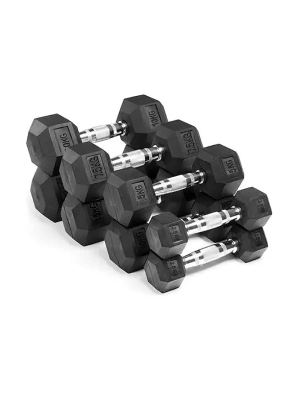 1441 Fitness Hex Dumbbell Set 2.5 To 10 Kg (4 Pairs) | Strength Training Equipment | Gym Equipment