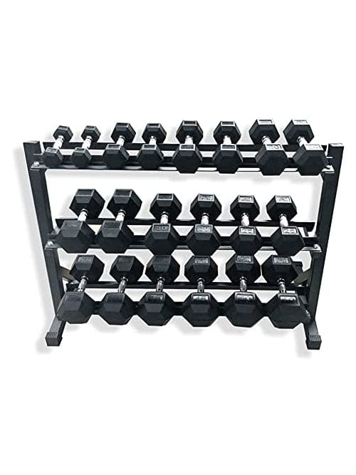 1441 Fitness Hex Dumbbells Set - 2.5 KG To 25 KG With 3 Tier Dumbbell Rack