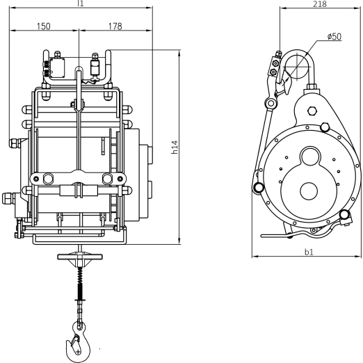 Elektro Bauseilzug 230V mit 30 m für 400 kg Elektro Bauseilzug 230V mit 30 m für 400 kg