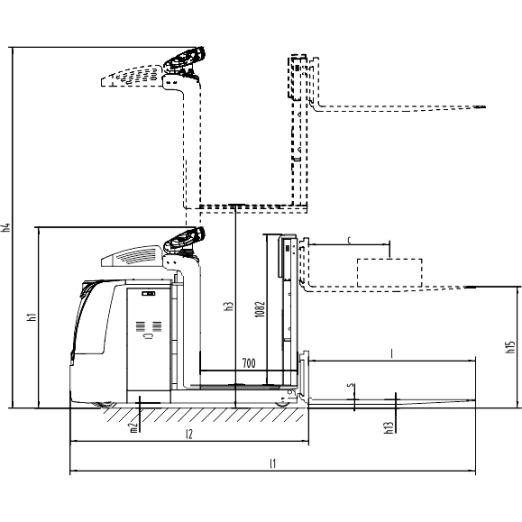 Kommissionierstapler 1000kg/1t - 2000mm/2m inkl. anhebbarer Plattform + Freihub Kommissionierstapler 1000kg/1t - 2000mm/2m inkl. anhebbarer Plattform + Freihub
