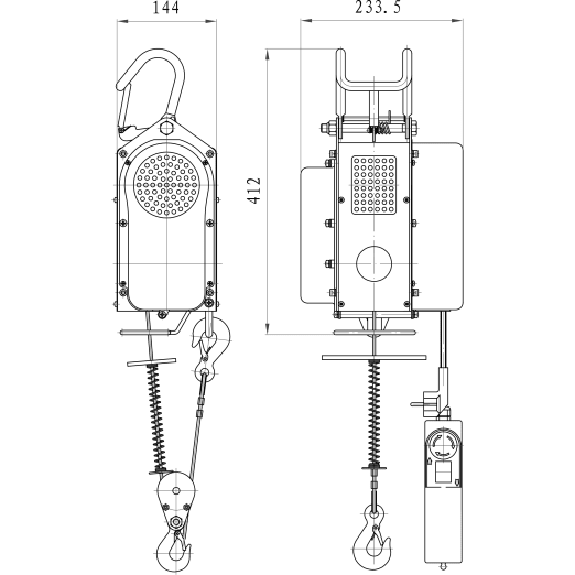 Mobile elektrische Seilwinde 230v für 300 kg Mobile elektrische Seilwinde 230v für 300 kg