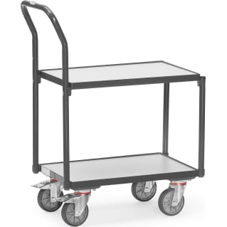 Fetra ESD-Etagenroller mit Rohrschiebebügel 2 Etagen mit Rand, Ladefl. 605 x 405 mm
