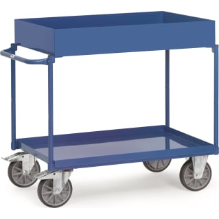 Fetra Tischwagen mit Blechwannenboden - Kapazität 400 kg - 2 Böden - hoher Rand