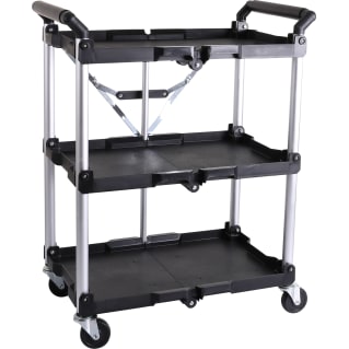 Klappbarer Servierwagen mit 3 Etagen (Ablagefläche: 600 x 380 mm) | Pro Etage 25 kg | aus Kunststoff und Aluminium