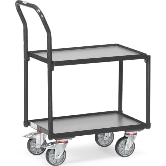 Fetra Etagenroller mit Rohrschiebebügel 2 Etagen mit Rand, Ladefl. 605 x 405 mm