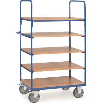 Fetra Etagenwagen mit Böden - Kapazität 600kg - Höhe 1800mm - 5 Holzböden