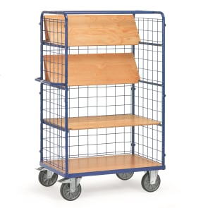 Fetra Etagenwagen mit Böden - Kapazität 600kg - 4 faltbare Böden - 3 Gitterwände