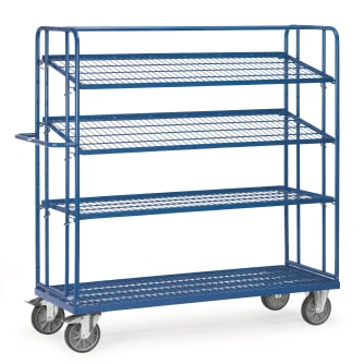 Fetra Etagenwagen mit Böden - Kapazität 600kg - Höhe 1800mm - 3 Drahtgitterböden