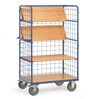 Fetra Etagenwagen mit Böden - Kapazität 600kg - 4 faltbare Böden - 3 Gitterwände