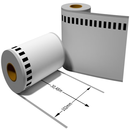 Label für Brother DK22243 102 mm x 30,48 m endlos mit wiederverwendbarer Wechselhalterung