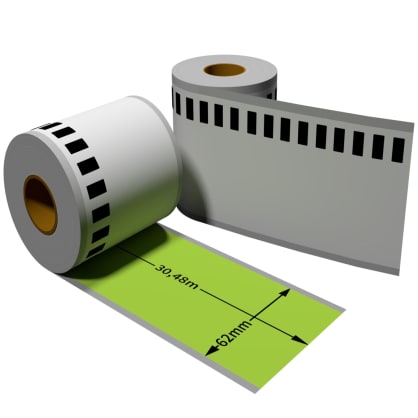 Label farbig f. Brother DK22205 62mmx30,48m endlos mit wiederverwendbarer Wechselhalterung