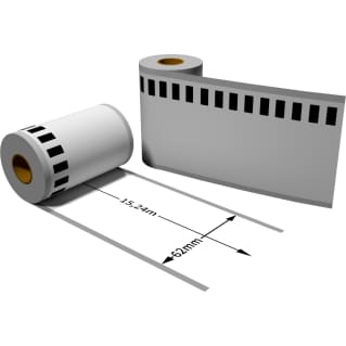 Label kompat. zu Brother DK22212 62mm x 15,24m reißfest mit 1x wiederverwendbarer Wechselhalterung