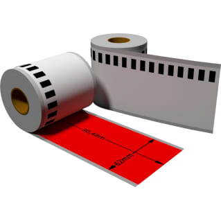 Label farbig f. Brother DK22205 62mm x 30,48 m endlos mit 1x wiederverwendbarer Wechselhalterung