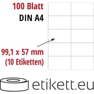 Selbstklebende Laseretiketten DIN A4 Blatt - 10 Stück Etiketten pro Blatt