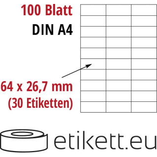 Selbstklebende Laseretiketten DIN A4 Blatt - 30 Stück Etiketten pro Blatt