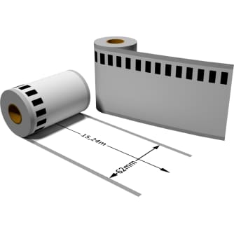Label kompat. zu Brother DK22212 62mm x 15,24m reißfest mit 1x wiederverwendbarer Wechselhalterung