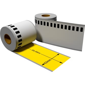 Label farbig f. Brother DK22205 62mm x 30,48m endlos mit 1x wiederverwendbarer Wechselhalterung