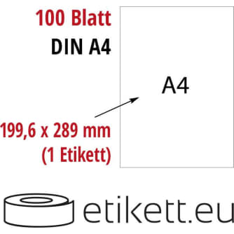 Selbstklebende Laseretiketten DIN A4 Blatt - 1 Stück Etiketten pro Blatt