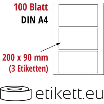 Selbstklebende Laseretiketten DIN A4 Blatt - 3 Stück Etiketten pro Blatt