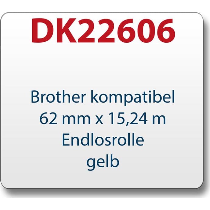 zu Brother DK22606 62mm x 15,24m endlos gelb 1x Wechselhalter 10x Label komp zu Brother DK22606 62mm x 15,24m endlos gelb 1x Wechselhalter 10x Label komp