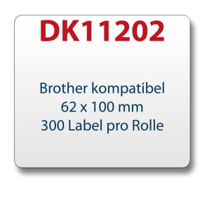 1x label compatible with the Brother DK11202 62 x 100 mm 300 Label with 1x reusable change holder