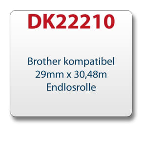 1x Label compatible with the Brother DK22210 29 mm x 30.48 m endless with 1x reusable change holder